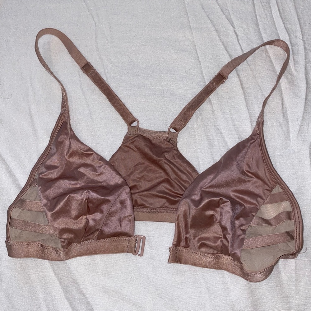 Victorias Secret front fasten bralette with sheer panels on side